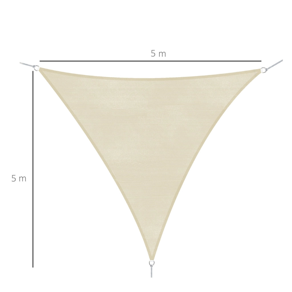 EasyComfort Tenda a Vela Triangolare Tessuto Leggero e Resistente ad Acqua Blocca il 90% dei Raggi UV in HDPE (Polietilene ad Alta Densità) Crema 5x5x5m