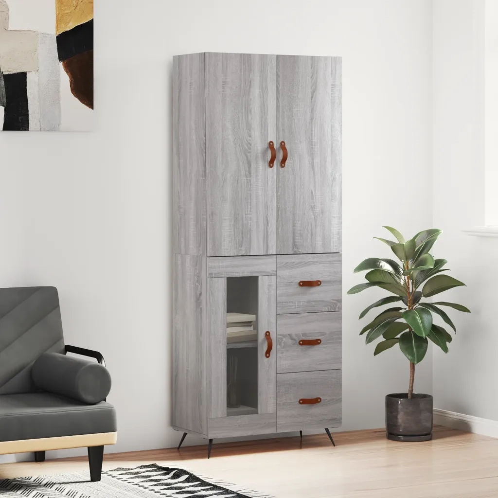 Credenza Grigio Sonoma 69,5x34x180 cm in Legno Multistrato 3195937