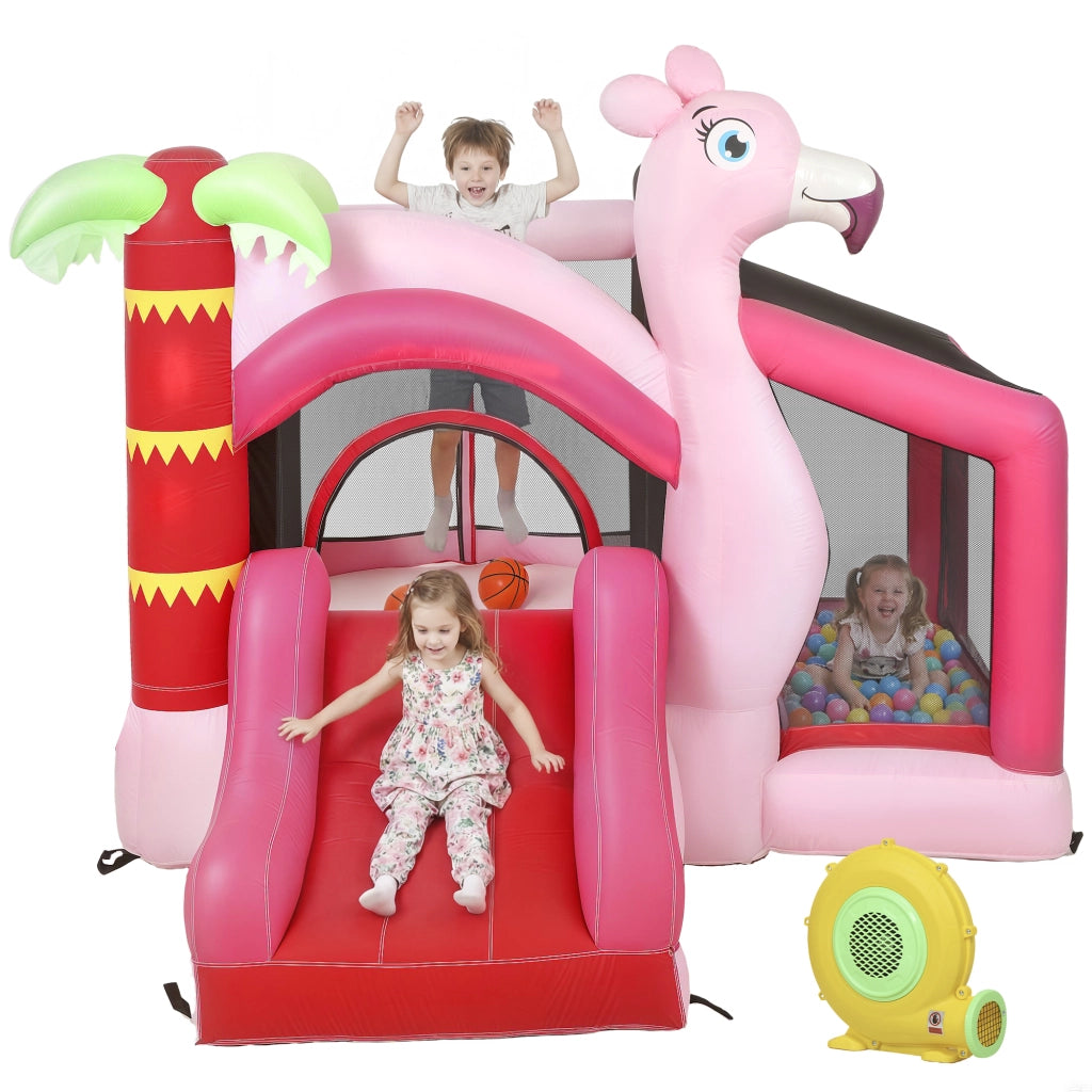 Castello Gonfiabile con Scivolo e Trampolino ¨C Xylo ¨C Rosa 255x230x196 cm