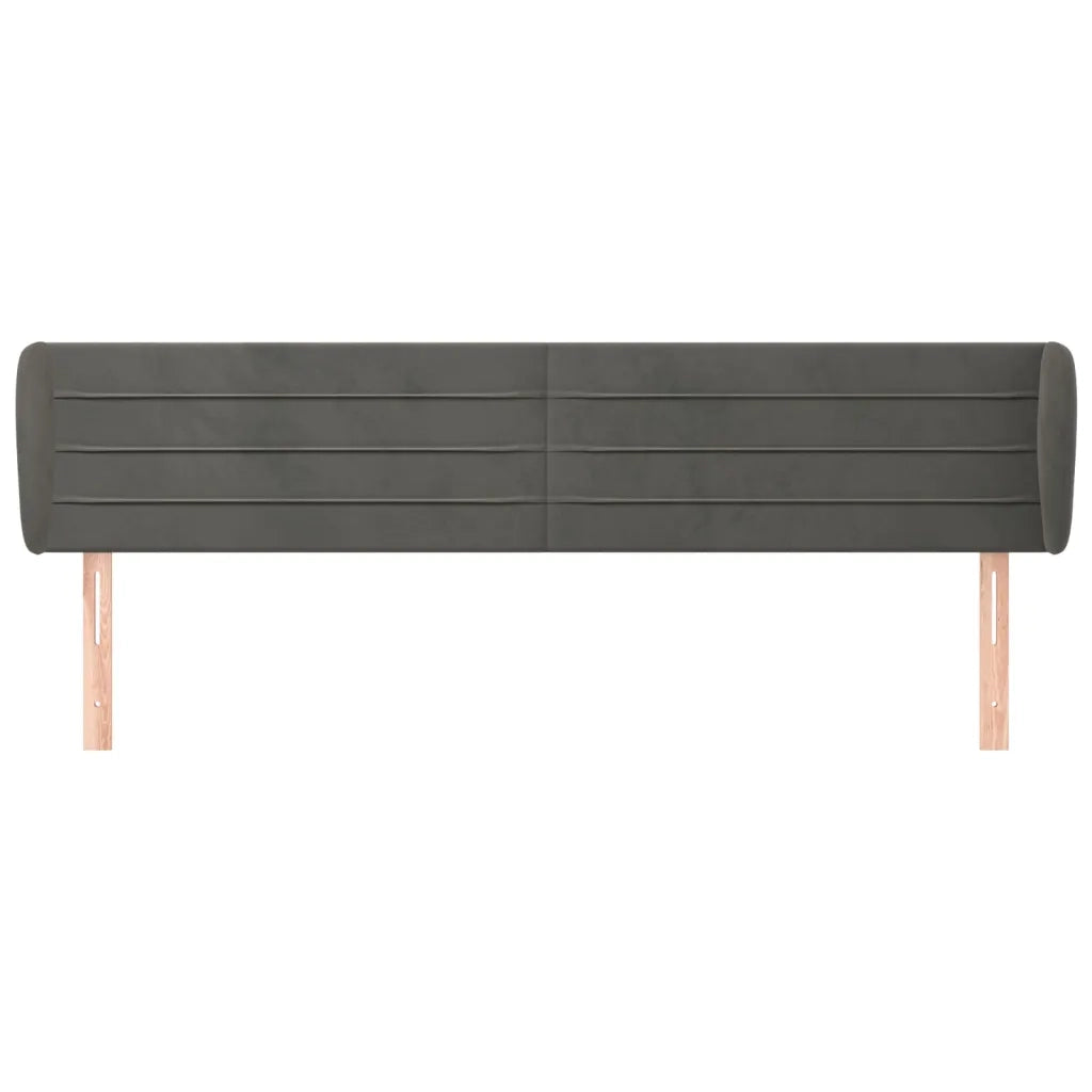 Testiera | Testata ad Orecchio Grigio Scuro 203x23x78/88 cm in Velluto