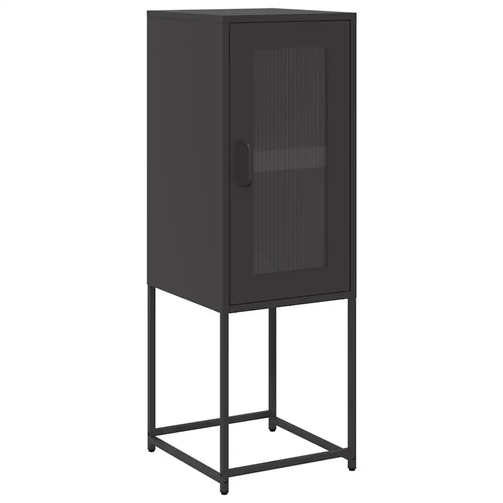 Credenza Nera 36x39x107 cm in Acciaio Laminato a Freddo 853398