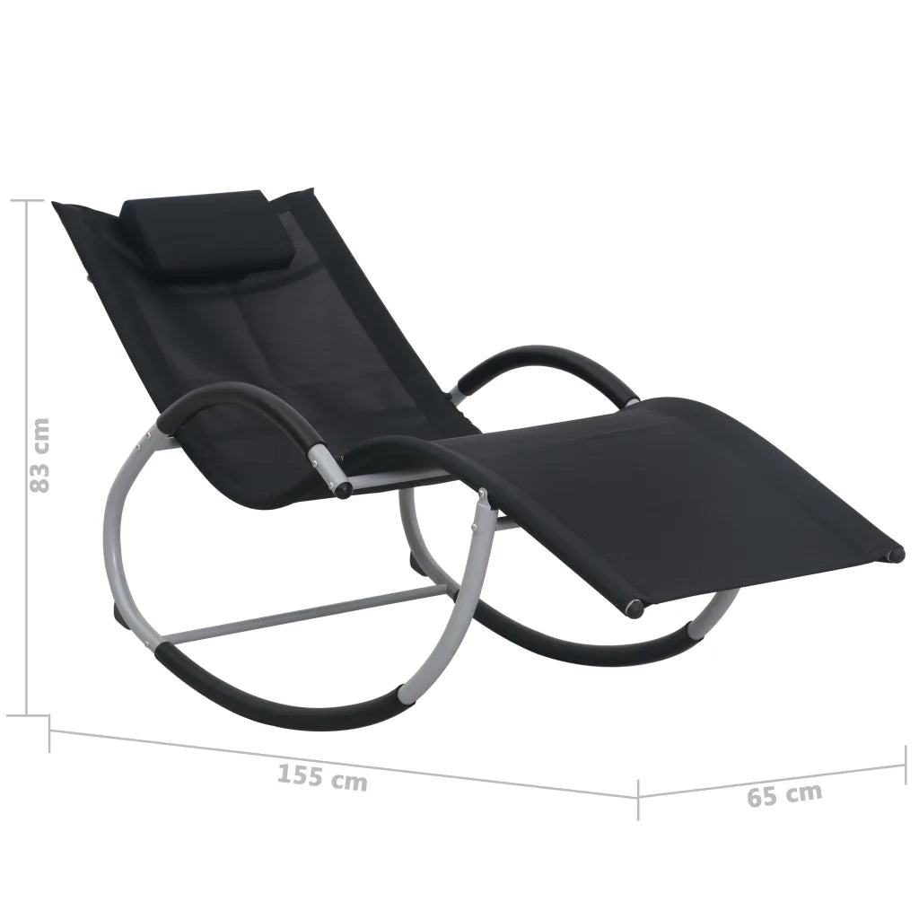 Lettino Prendisole con Cuscino Nero in Textilene 47788