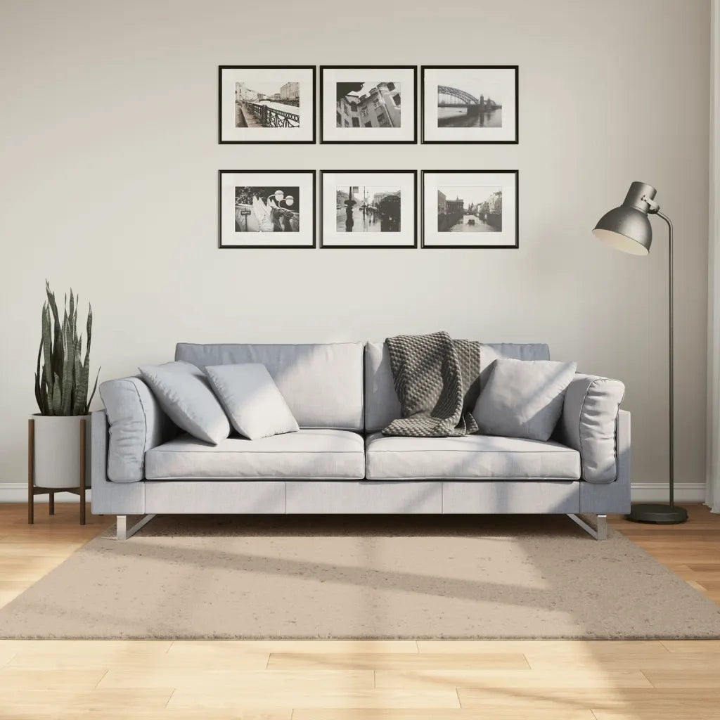 Tappeto a Pelo Corto HUARTE Morbido e Lavabile Sabbia 160x160cm 375059