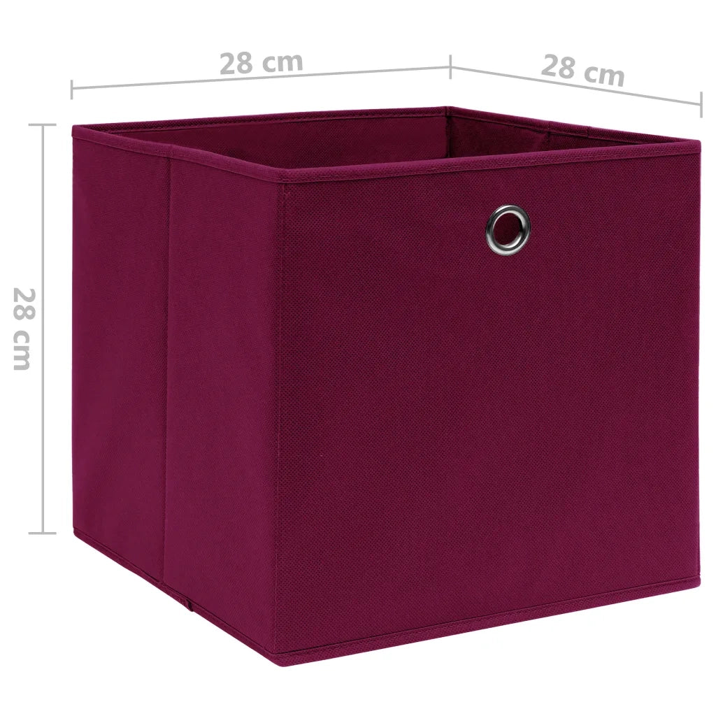 Contenitori 4 pz in Tessuto non Tessuto 28x28x28 cm Rosso Scuro cod mxl 40592