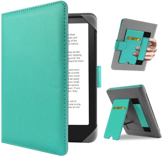 Copertura universale per eReader 6,8''/7" compatibile con Paperwhite, Pocketbook, Tolino, Sony eReader e Kobo Clara HD/Kobo Clara 2E, con cinghia di supporto in pelle