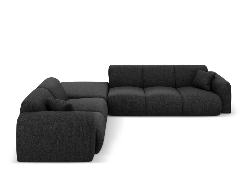 Cosmopolitan Design - Divano angolare sinistro "Nolio" 4 posti in ciniglia nero 
