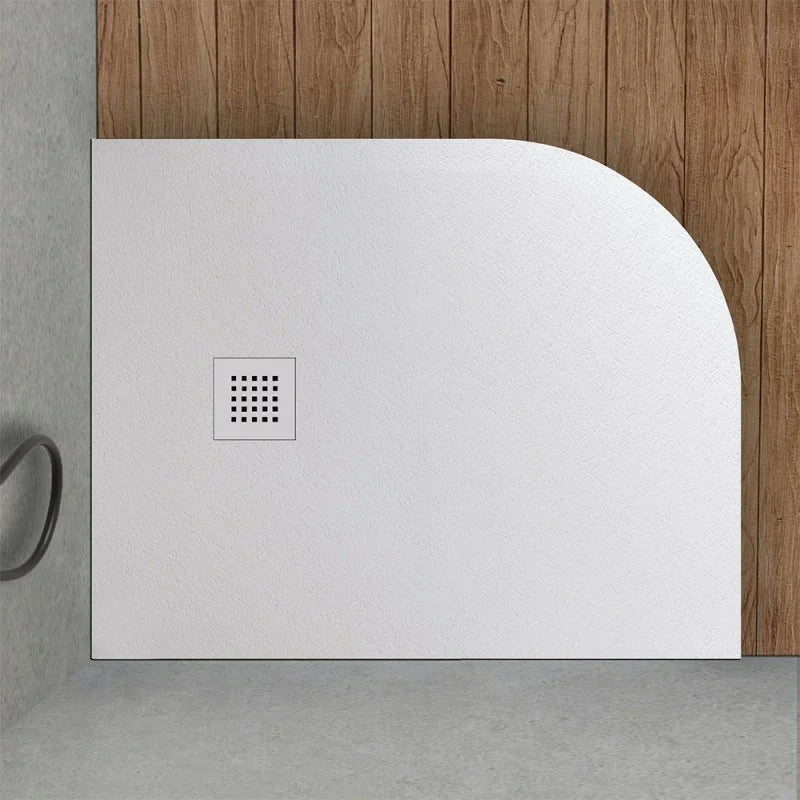 Piatto doccia resina 80x100 semicircolare destro bianco pietra riducibile   Loren