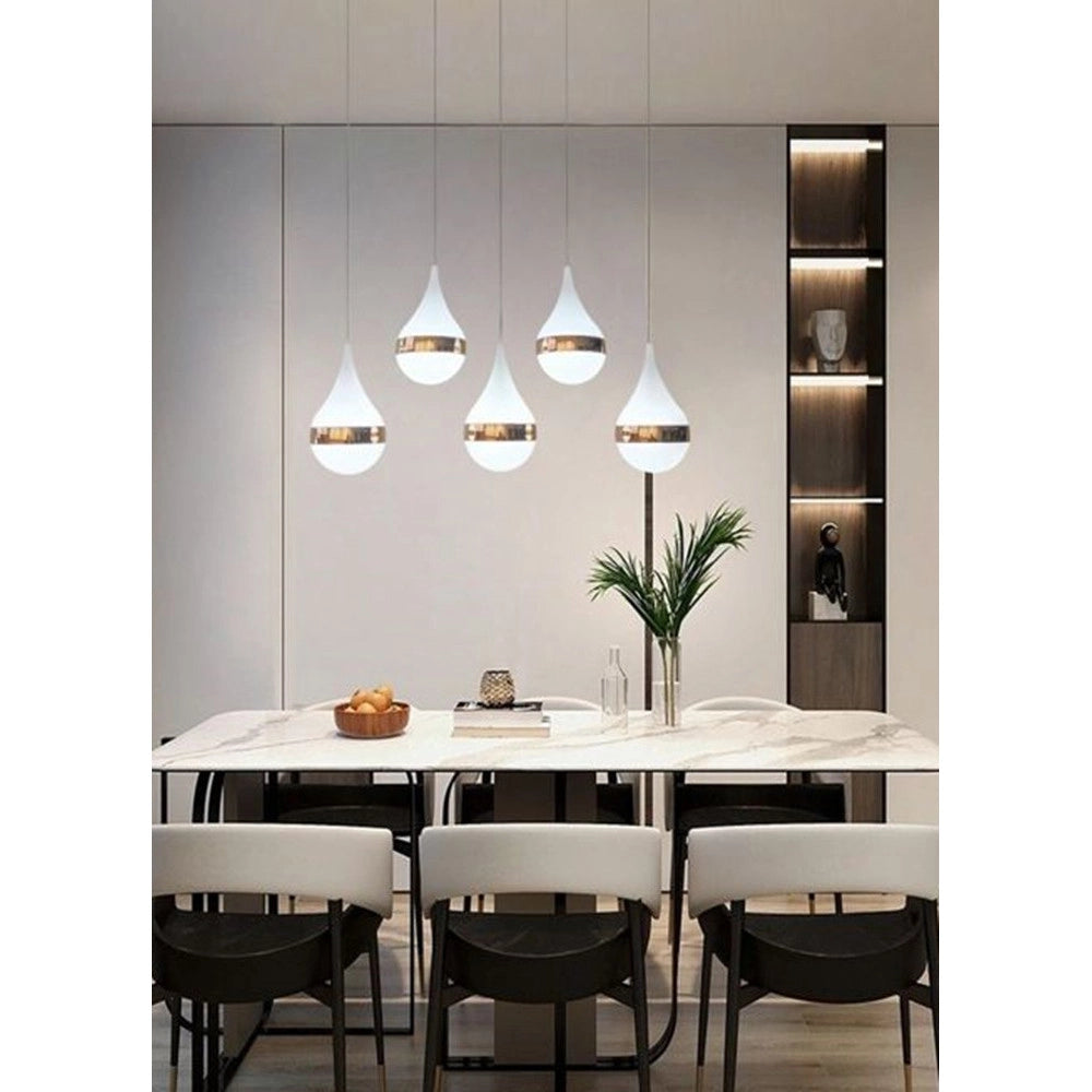 Trade Shop - Lampadario Led Da Soffitto Moderno Con Design A 5 Gocce Oro 53w Luce Fredda 6500k Lp-44of -