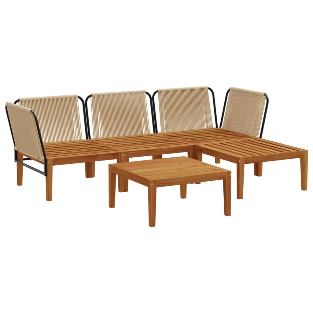5 pcs Legno massiccio di acacia e corda Naturale 3407765