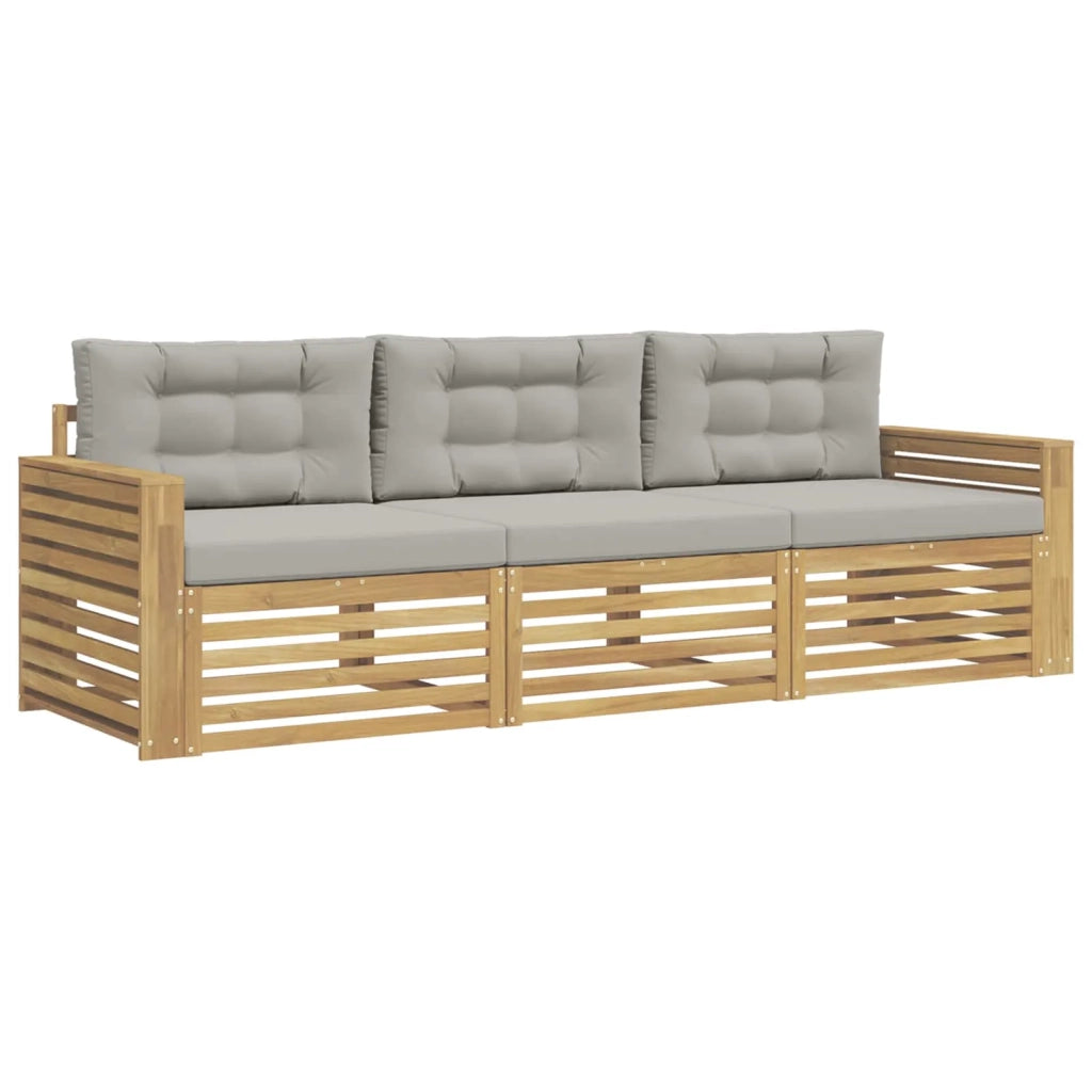 Set di divani da esterno 3 pz Bianco e Grigio Chiaro 3389971