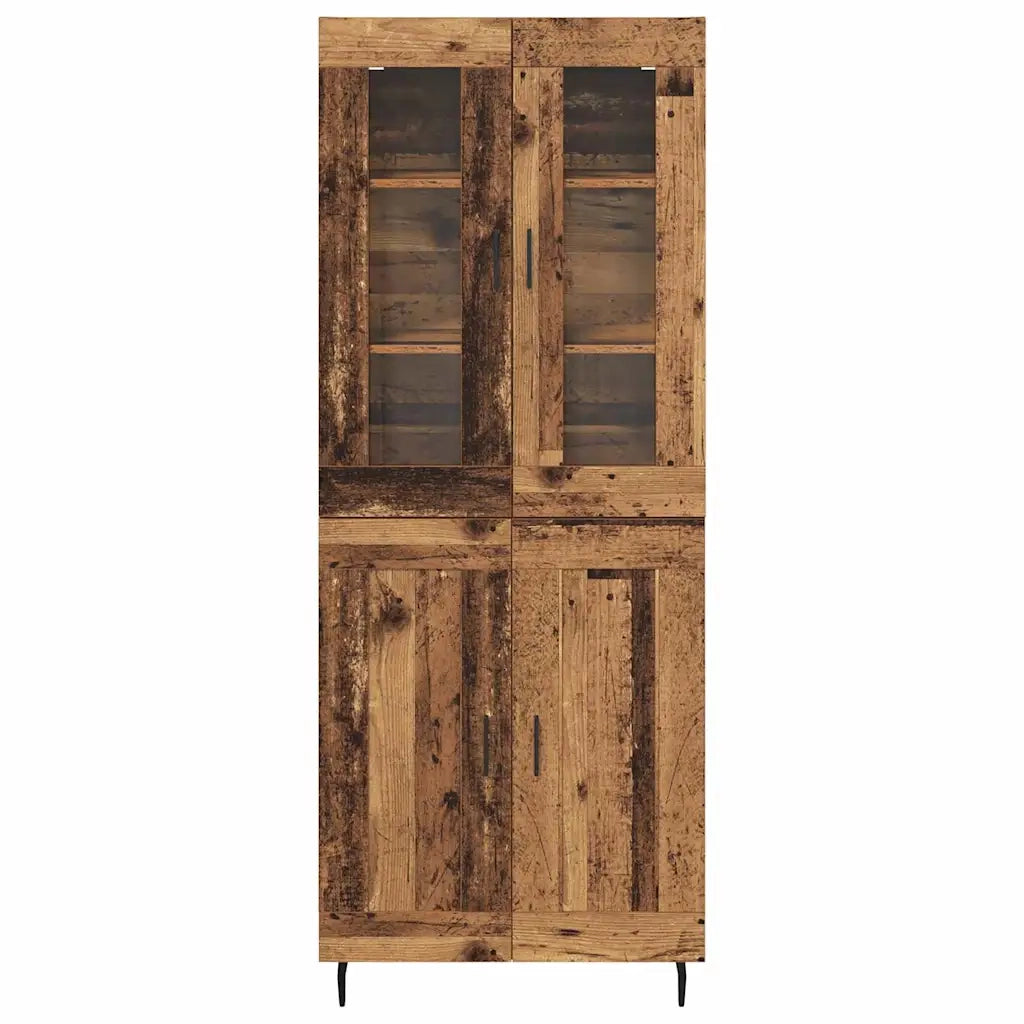 Credenza 2 pcs Legno vecchio Legno Stratificato e Vetro 3415789