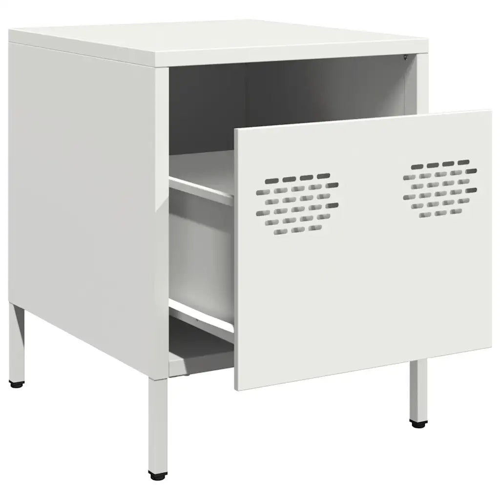 Comodini 2 pz Bianco 35x39x43,5 cm in Acciaio