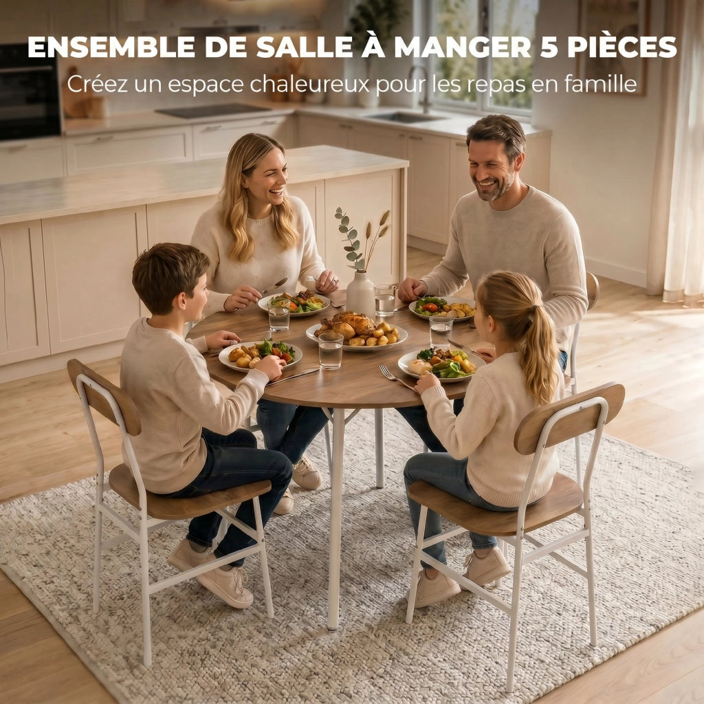 Set tavolo da pranzo con 4 sedie ¨C Xylo ¨C telaio metallo, legno naturale