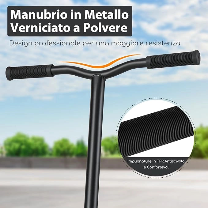 Scooter Acrobatico per Bambini, Monopattino Freestyle con 2 Ruote PU e Ampia Pedana in Alluminio, Scooter Pro per Trucchi Leggero da Strada per Bambini 10+ Anni, Carico 100 KG