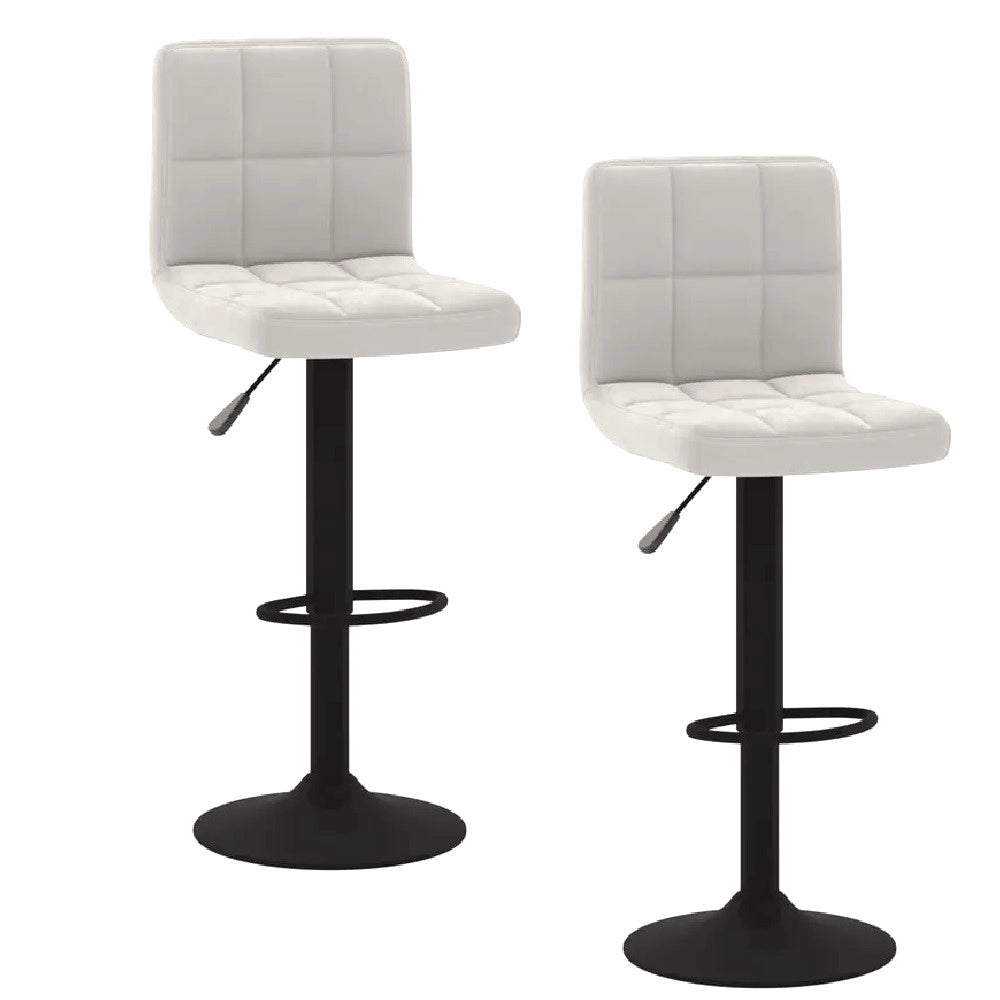 Coppia Sgabelli Cucina Bar Bistrot, Pelle Ecologica Imbottita Poggiapiedi Nero Bianco