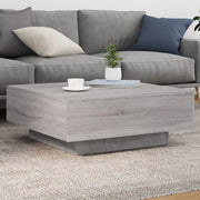 vidaXL Tavolino da Soggiorno con Luci LED Grigio Sonoma 80x80x31 cm