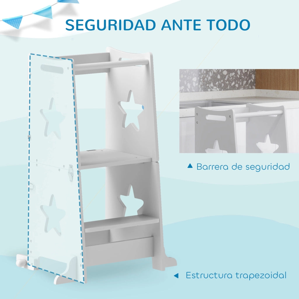 Scala di apprendimento 2 in 1 con tavolo e sedia ¨C Minimal ¨C 60x44.5x86 cm bianco