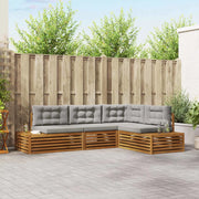 Set di divani da esterno 4 Pezzo Grigio Naturale e Chiaro