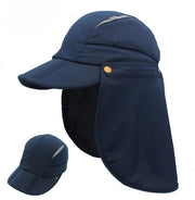 Cappello con protezione collo rimovibile Cappello estivo multifunzionale Protezione solare Adattabile per diametro testa 58-60 cm - Blu scuro