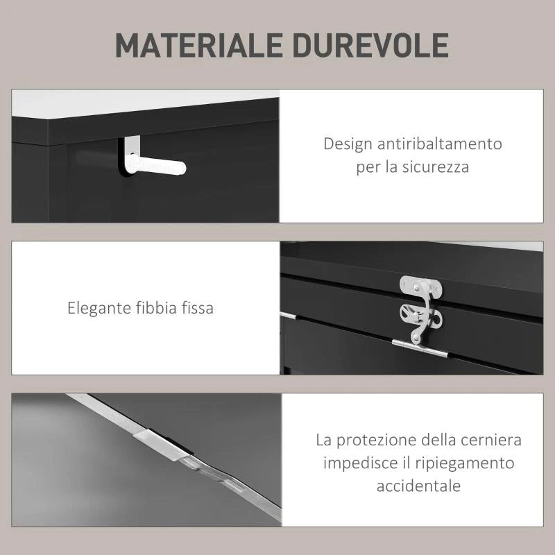 SCRIVANIA MODERNA PIEGHEVOLE CON LIBRERIA E LAVAGNA, IN LEGNO E METALLO, 98X51X153 CM, NERO