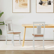 Sedia da pranzo 2 pcs Bianco e Naturale Legno di gomma solido 42020506
