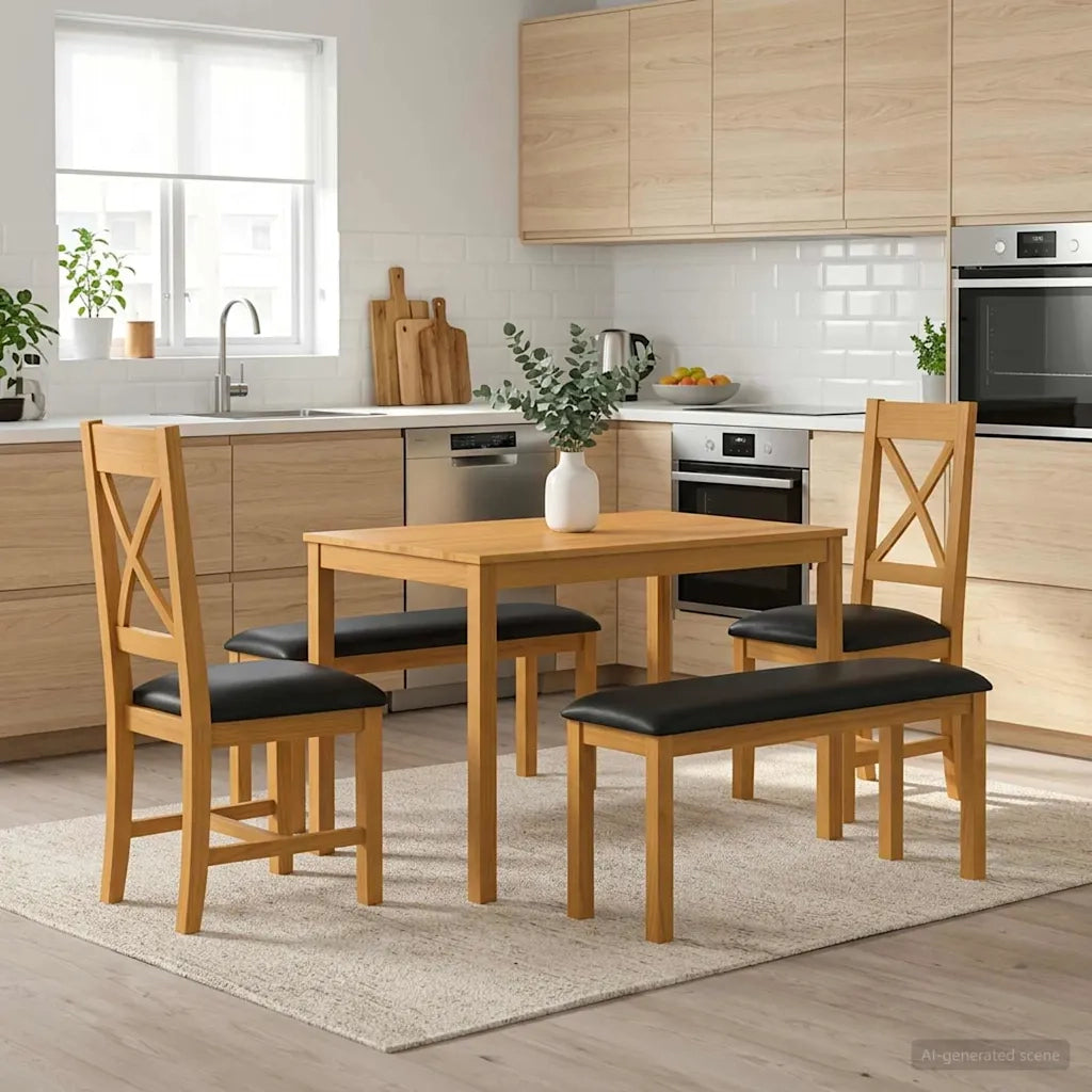 Set da pranzo 5 pz Nero Legno di Quercia Massello 3430292