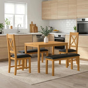 Set da pranzo 5 pz Nero Legno di Quercia Massello 3430292
