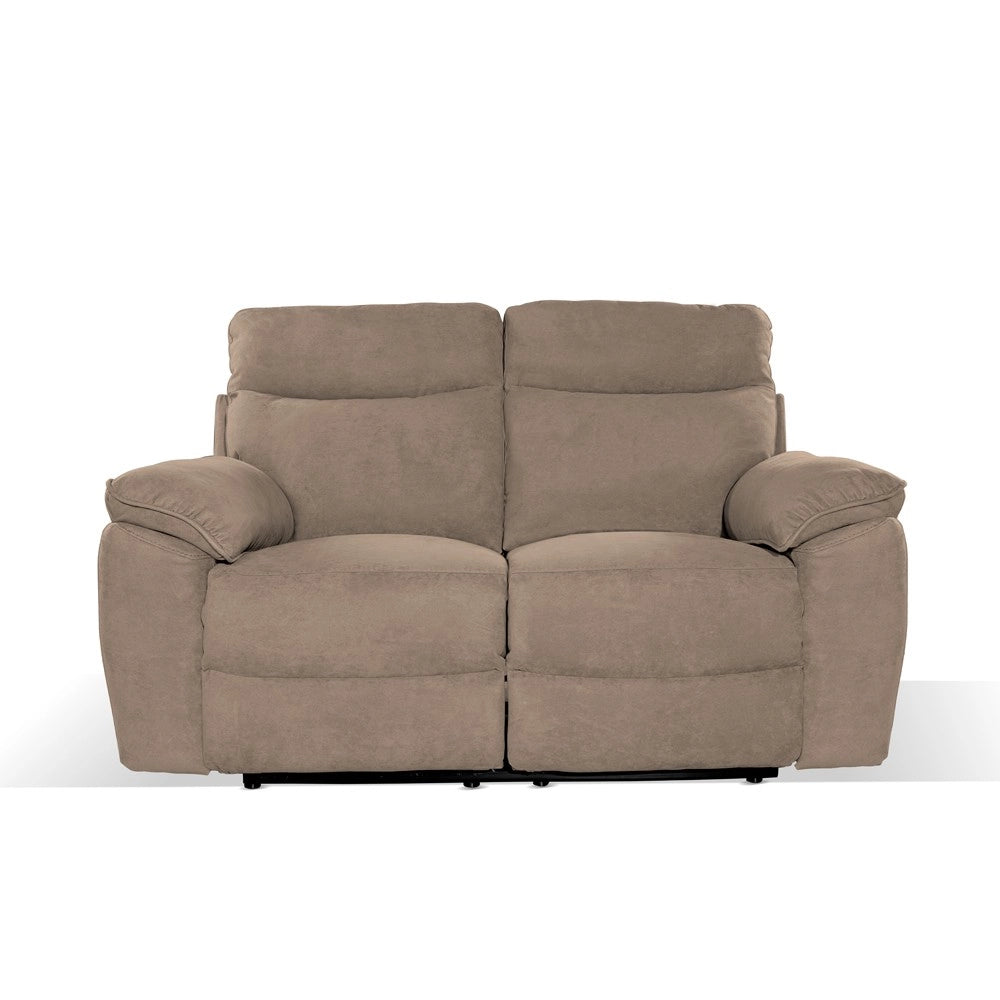 Divano 2 posti recliner elettrico tessuto cappuccino Boston 160x100x102H