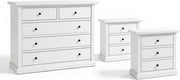 Gruppo como' a 5 cassetti  e 2 comodini a 3 cassetti laccato bianco opaco (1364) - Mobili 2G