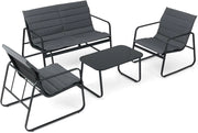 Set Mobili da Giardino 4 Posti con Tavolino e 2 Sedute, Sedie con Cuscini Rimovibili, Ideale per Balcone, Giardino e Piscina
