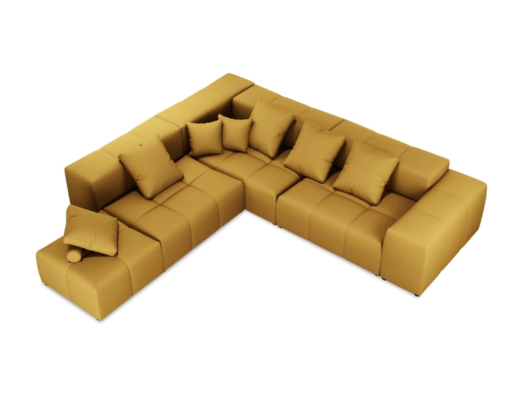 Cosmopolitan Design - Divano angolare modulare reversibile "Rome" 7 posti in tessuto strutturato giallo 