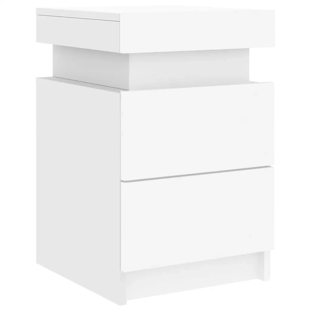 Comodini con Luci LED 2pz Bianchi 35x39x55 cm 836750