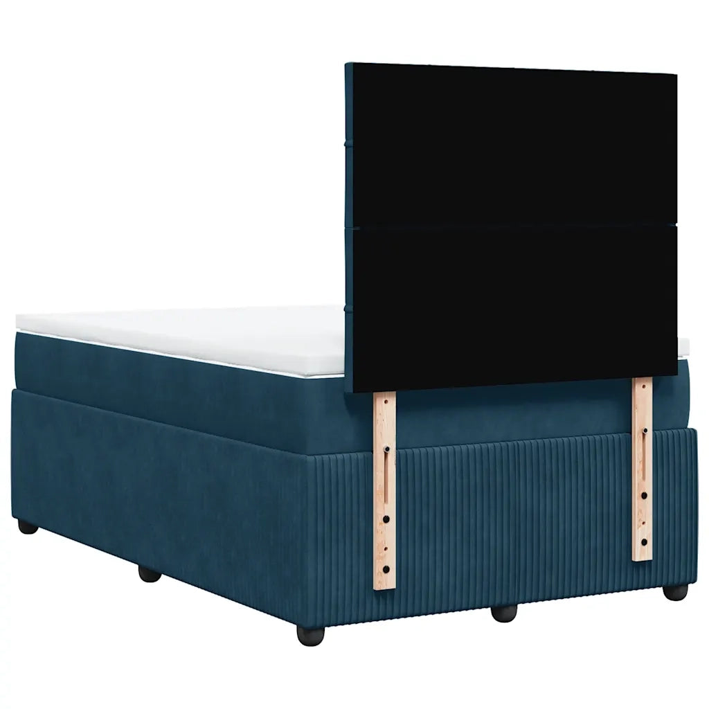 Giroletto a Molle con Materasso Blu Scuro 120x200 cm in Velluto