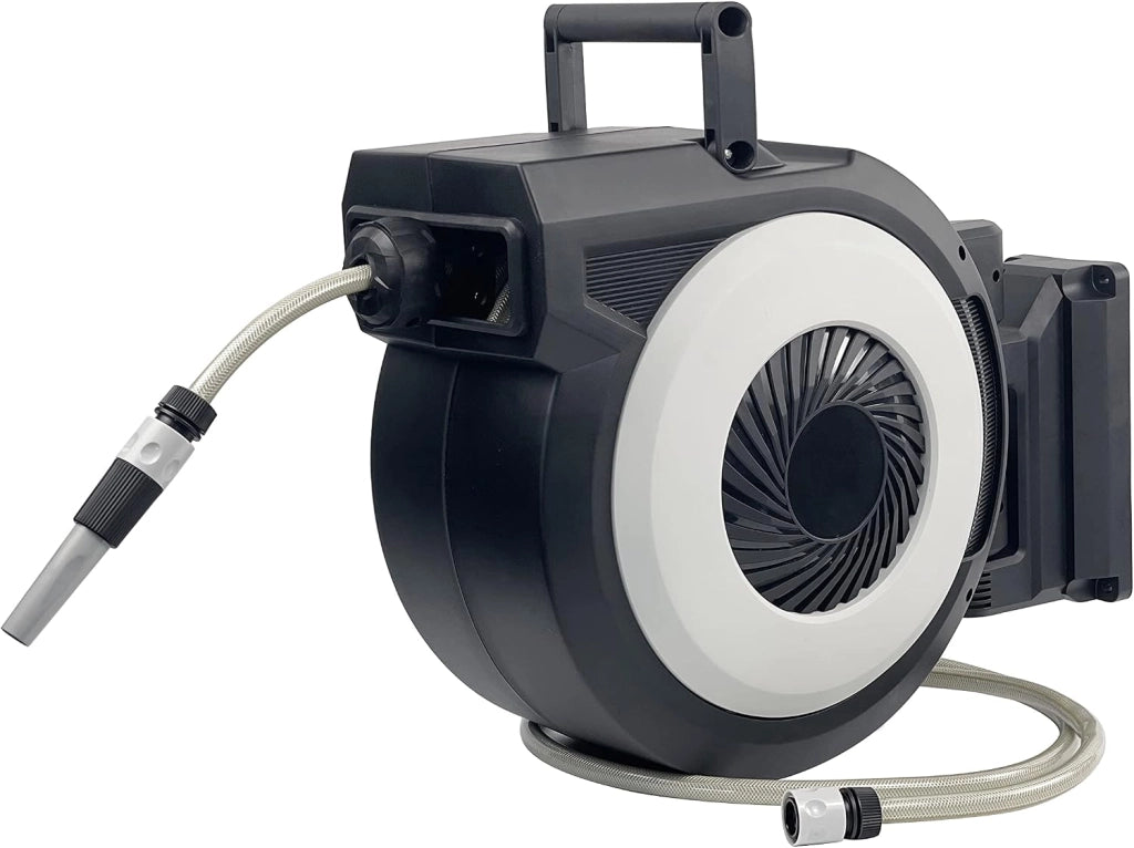 Avvolgitubo da Giardino Automatico a Muro, Tubo in PVC 30 M con Tubo di Alimentazione 2 M, Supporto Girevole a 180°, Ritorno Lento, Avvolgitubo Acqua Retrattile con Ugello Spray (30 M)