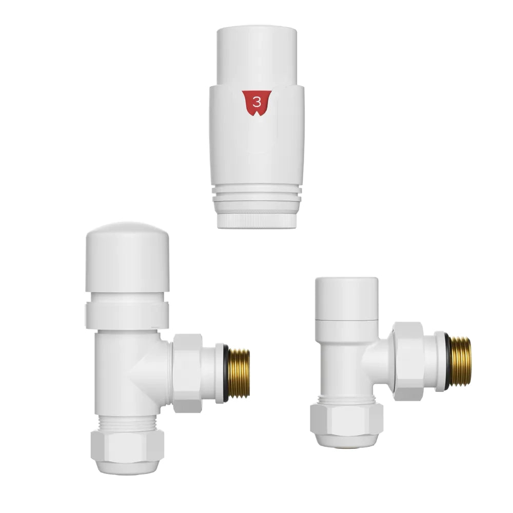Coppia valvole termostatiche in ottone 16mm 1/2" bianco opaco