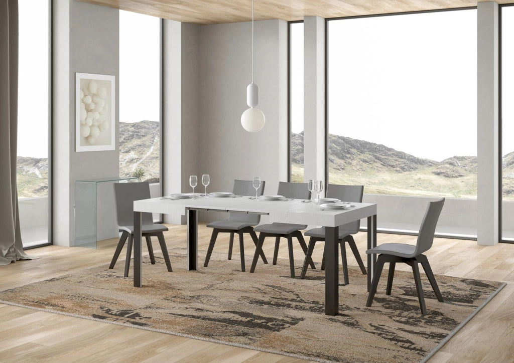 Tavolo Allungabile 110-194x70x77 cm Linea Bianco Frassino e Antracite