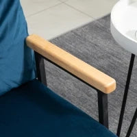 Divano Convertibile a 2 Posti con Schienale Regolabile a 5 Livelli e 2 Cuscini Imbottiti, Rivestimento in Velluto, Blu