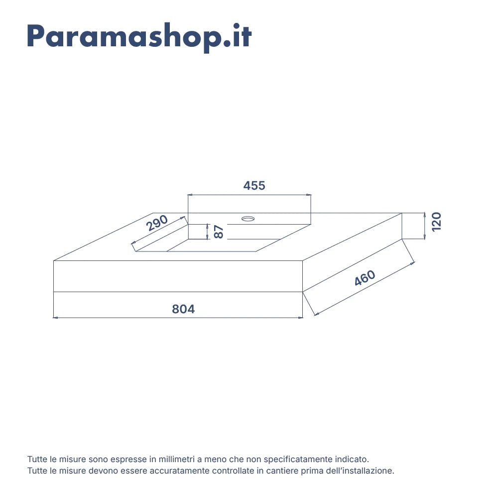 Lavabo sospeso in hpl 80cm calacatta bianco | Ledro