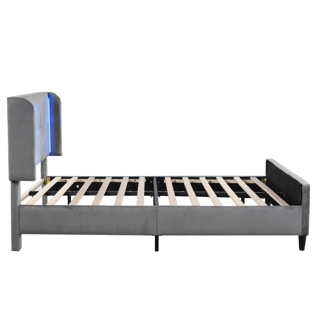 letto imbottito velluto grigio 140x200 cm