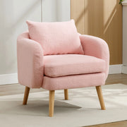 Poltrona singola in tessuto teddy rosa con cuscino di seduta da 14 cm
