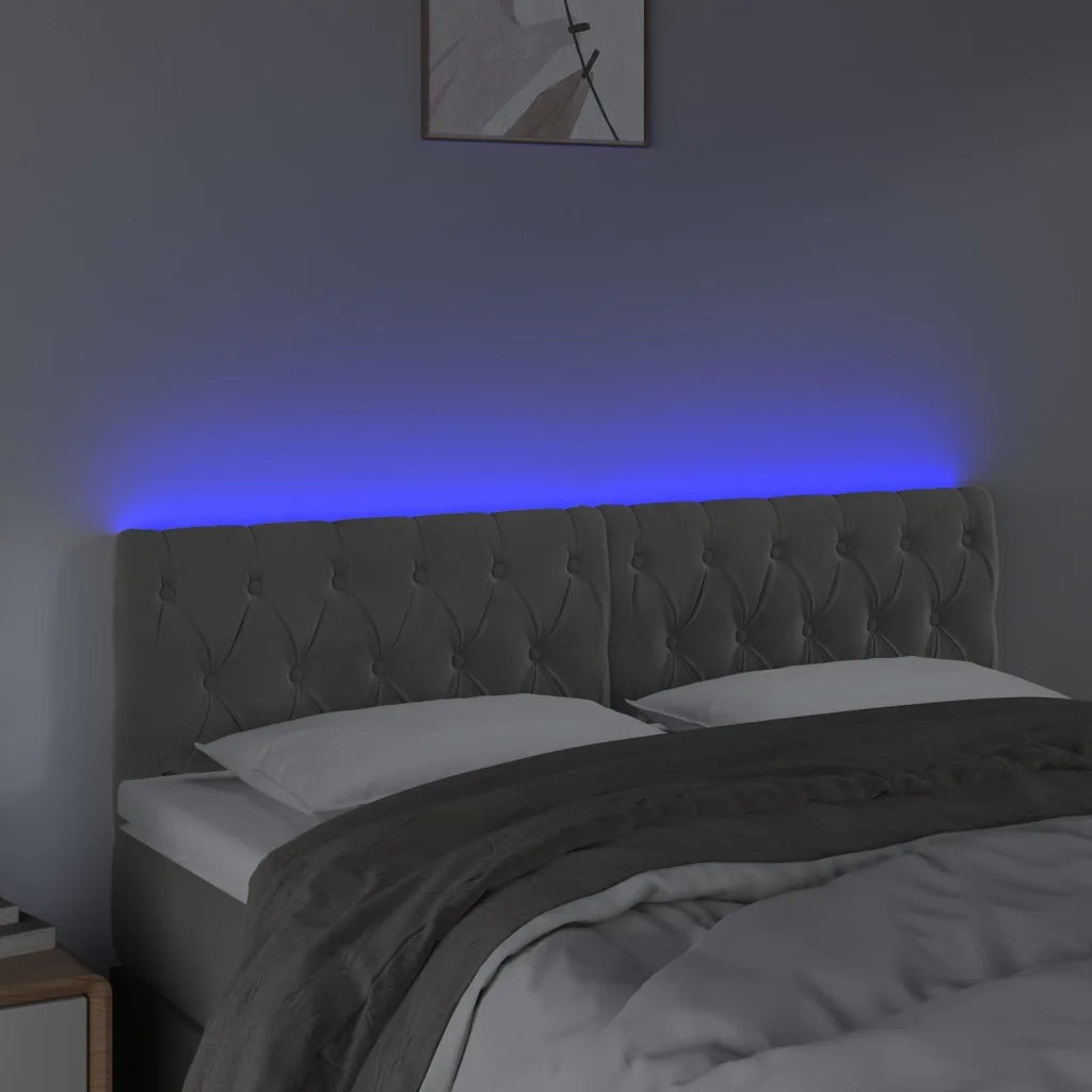 Testiera | Testata a LED Grigio Chiaro 160x7x78/88 cm in Velluto
