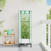 Vaso da Giardino con Copertura per Serra e Ruote Bianco PP 3422928
