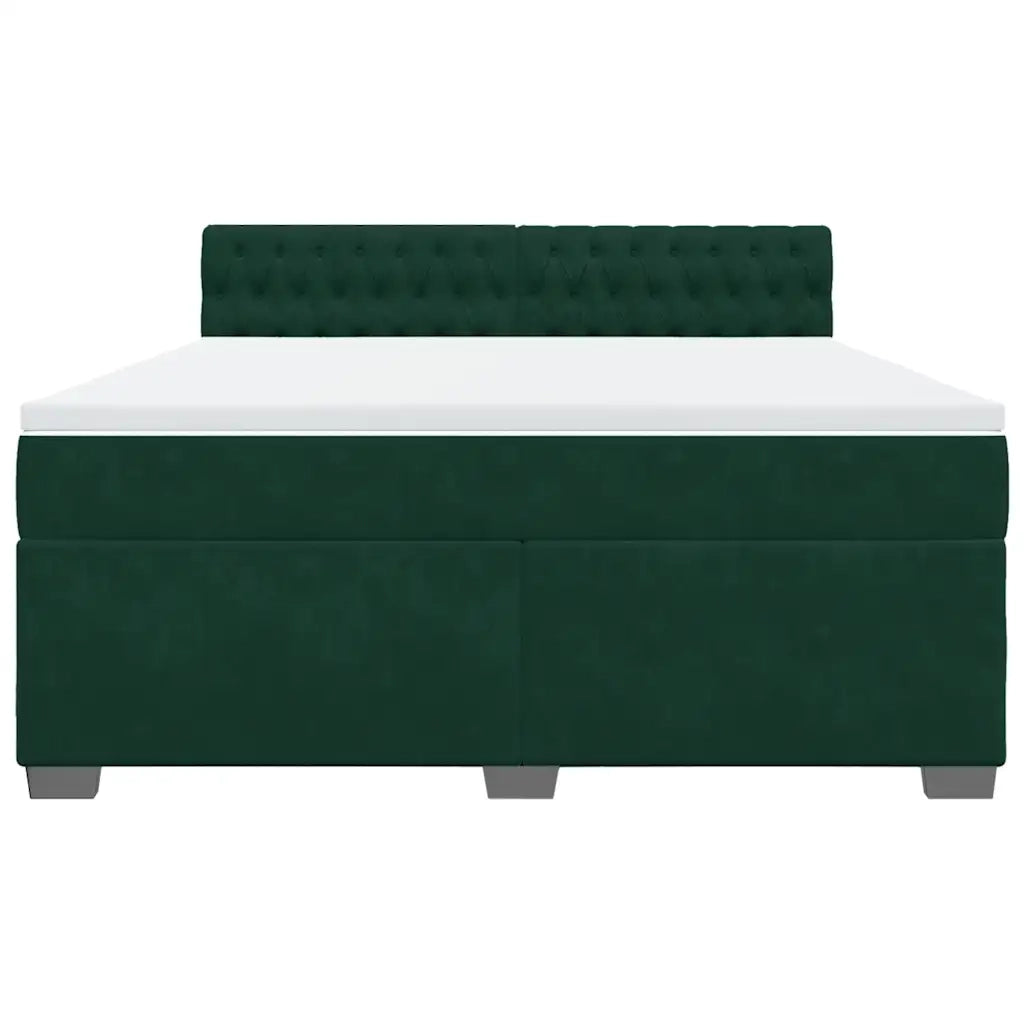 Giroletto a Molle con Materasso Verde Scuro 180x200 cm Velluto