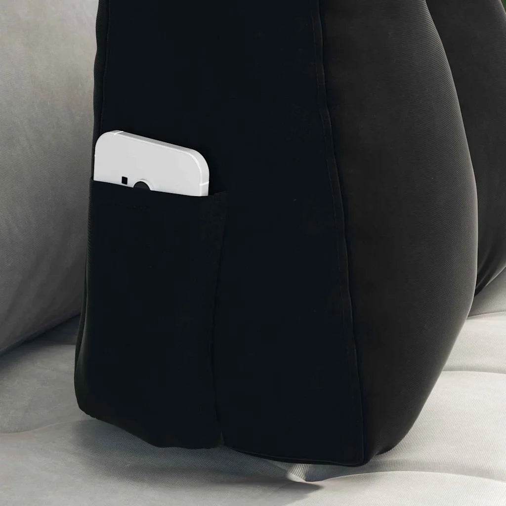 Cuscino per Schiena | Cuscino dorsale Nero 60 x 24 x 50 cm Velluto