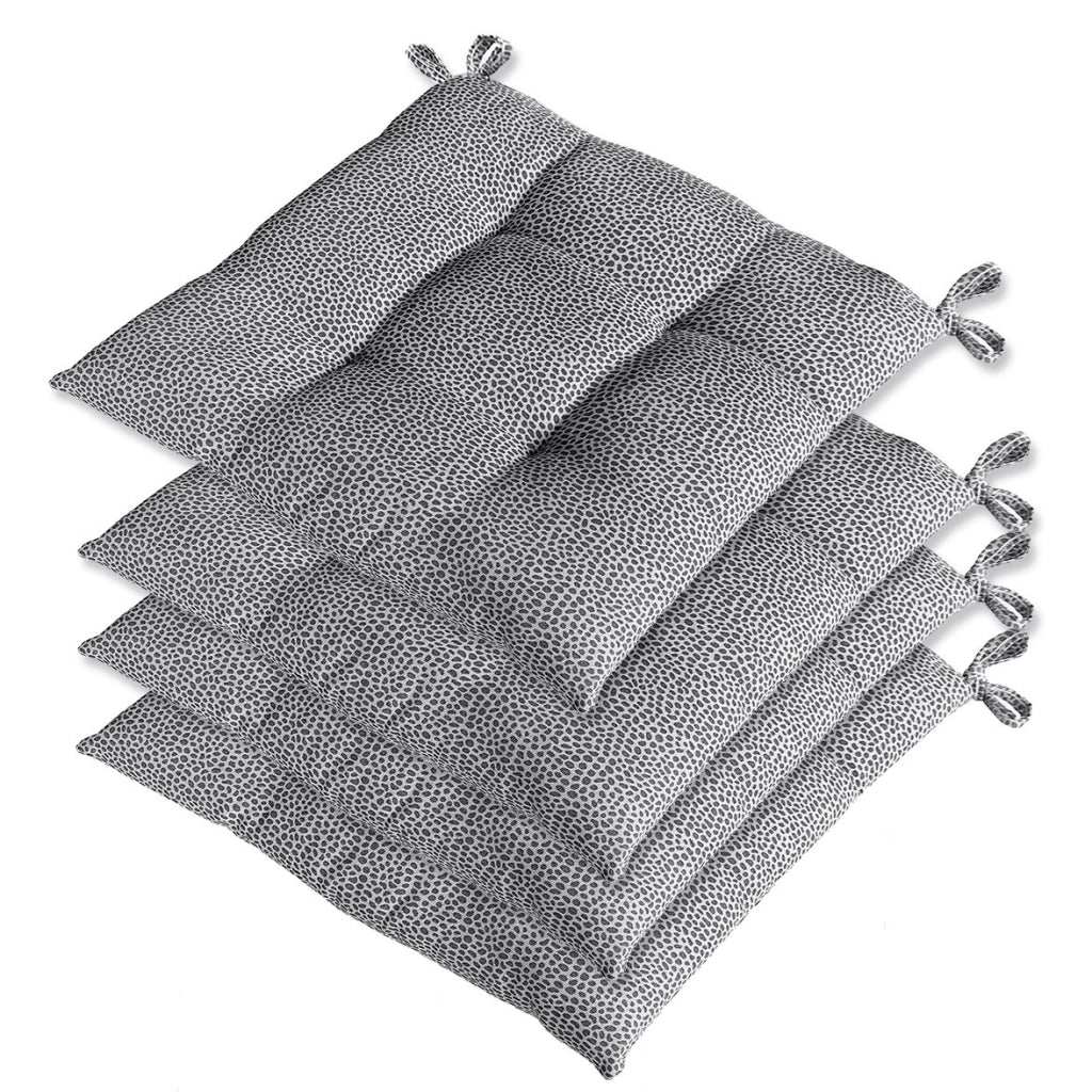 Set 4 Cuscini Sedia Cotone Maculati Morbidi Universali Lavabili Coprisedia Imbottitura Ovatta Grigio