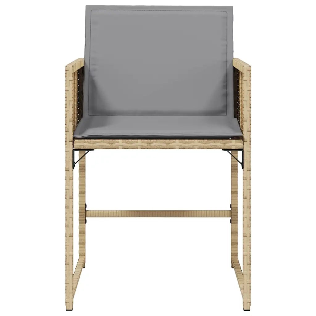 Sedie da Giardino con Cuscini 4 pz Beige Misto in Polyrattan 365006