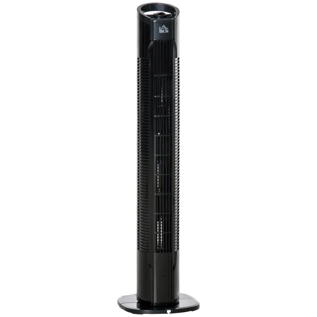 Easycomfort Ventilatore a Colonna Moderno 3 Velocità con Oscillazione 70°, Ventilatore a Torre con Piantana Rotonda e Maniglia, Potenza 50W, in PP, Ø20x78.5cm Nero