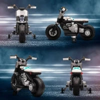 Moto Elettrica per Bambini 3-5 Anni in PP e Metallo con Rotelle, Clacson e Musica, 86x44x58 cm, Bianca e Nera