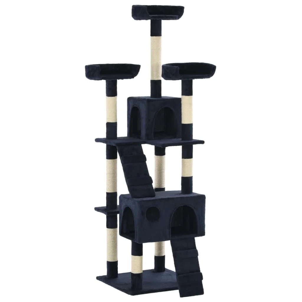 Tiragraffi albero per gatti cuccia per gatti giocattolo peluche sisal 170 cm blu 3702045