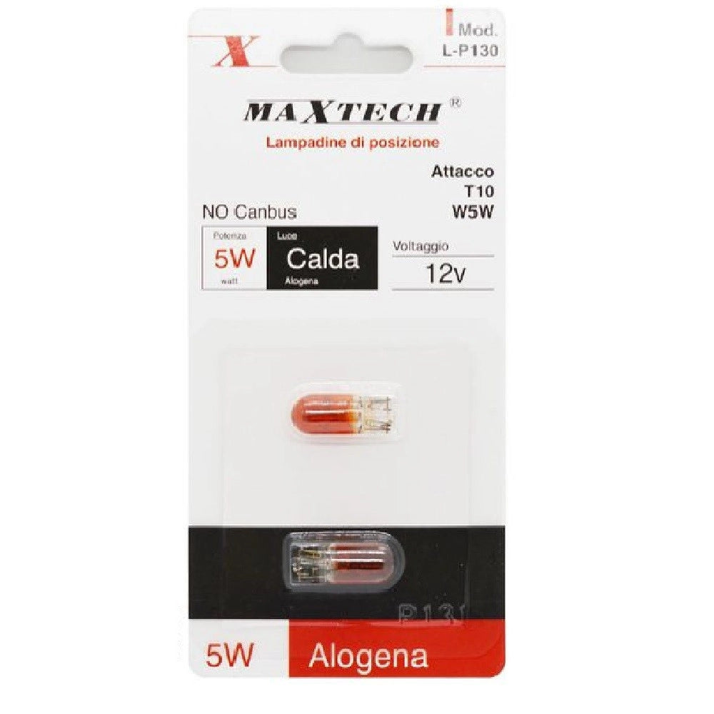 Trade Shop - Lampadine Di Posizione T10 W5w 12 V Auto 5 W Luce Calda Alogena L-p130 No Canbus -